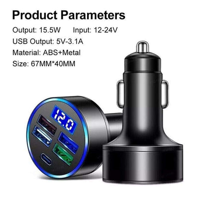 5-Port USB Car Charger | Super Fast Charging for iPhone, Android, & Samsung Devices - NexGen Gadgets