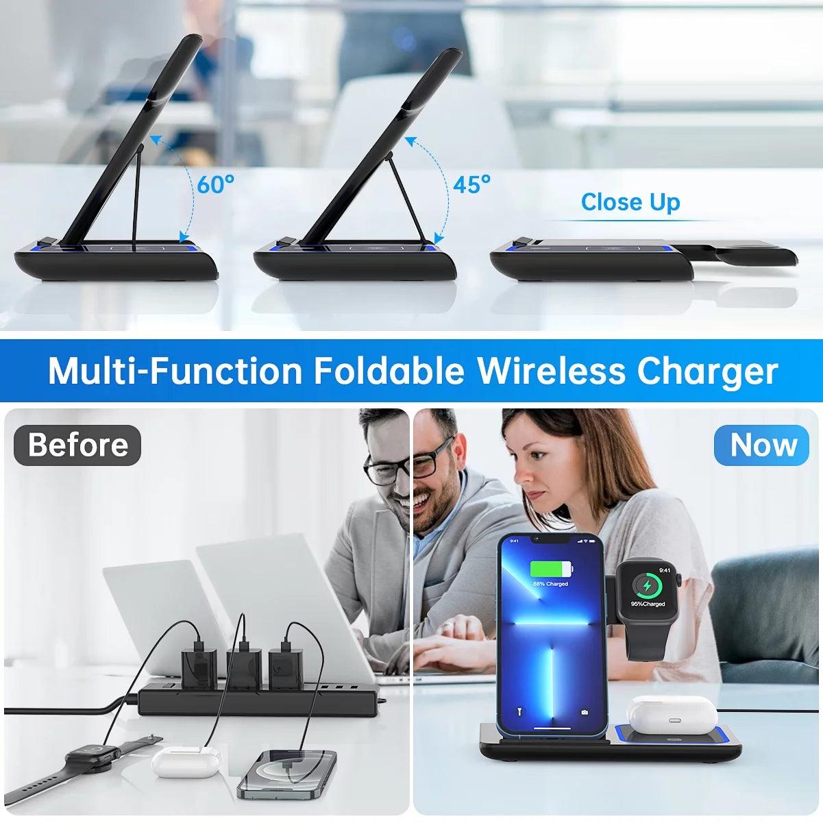 18W Fast Wireless Charger – 3-in-1 Charging Station for iPhone, Apple Watch, and AirPods - NexGen Gadgets