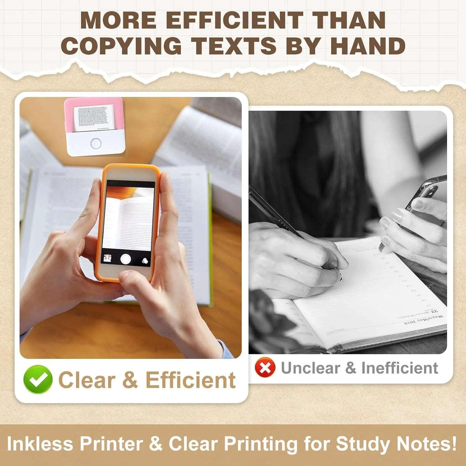 Portable Thermal Mini Printer | Inkless Bluetooth Sticker Maker with 10 Paper Rolls – Pink - NexGen Gadgets