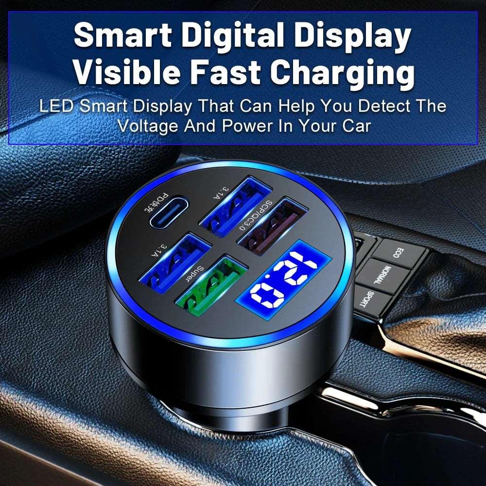 5-Port USB Car Charger | Super Fast Charging for iPhone, Android, & Samsung Devices - NexGen Gadgets