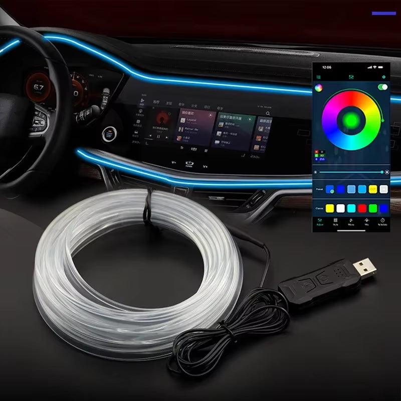 RGB LED Car Interior Light Strip – USB Fiber Optic Ambient Lighting with APP Control - NexGen Gadgets