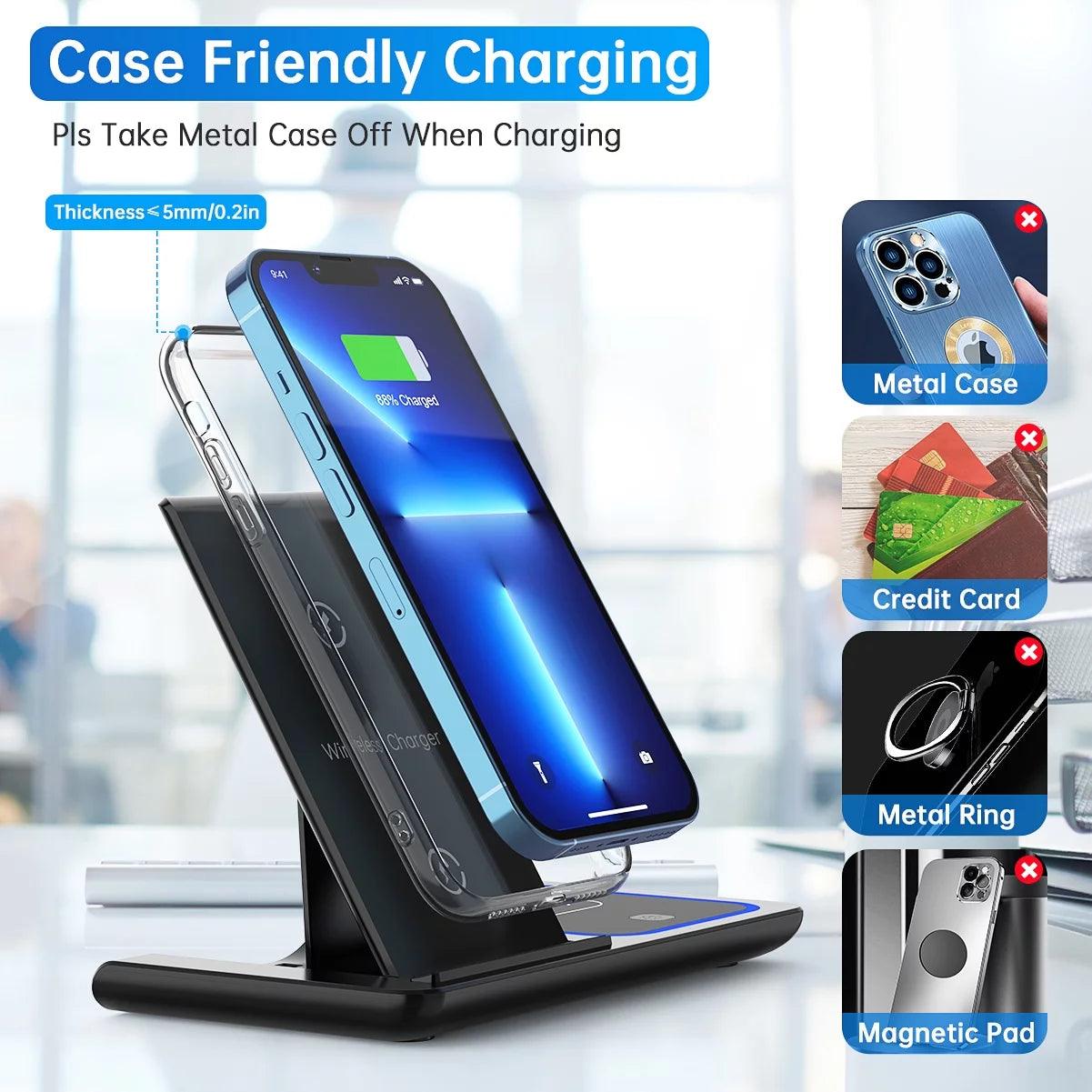 18W Fast Wireless Charger – 3-in-1 Charging Station for iPhone, Apple Watch, and AirPods - NexGen Gadgets