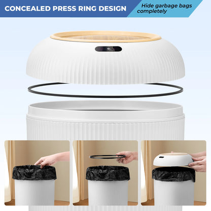 Touchless Motion Sensor Trash Can - Automatic & Waterproof (White)