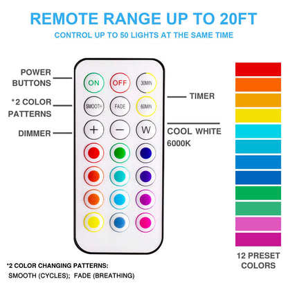 LED Puck Light – Battery Powered, Remote Control, 13 Colors