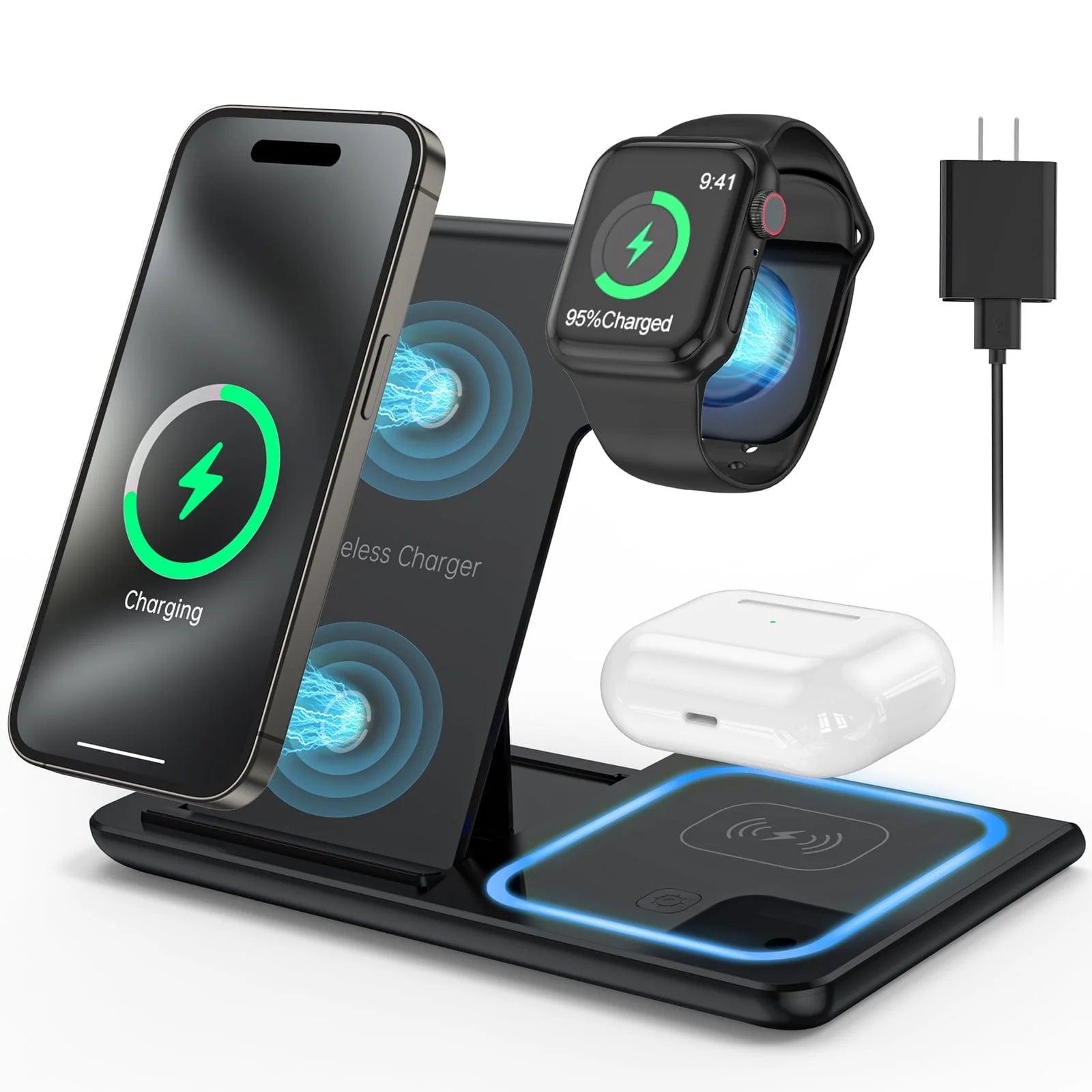 18W Fast Wireless Charger – 3-in-1 Charging Station for iPhone, Apple Watch, and AirPods - NexGen Gadgets