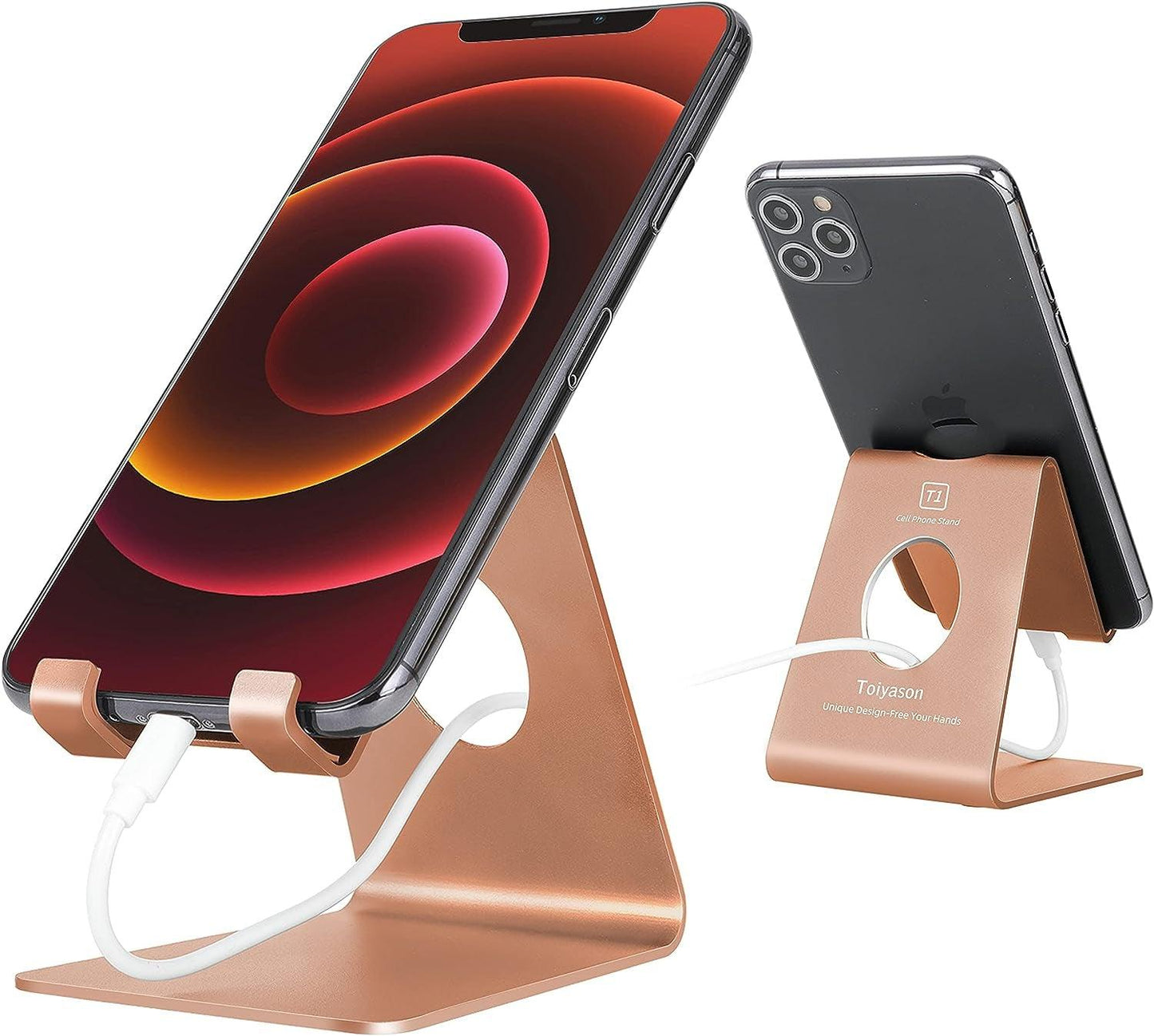 Rose Gold Cell Phone Stand – Compatible with 4-8 Inch Phones, Desk & Travel Dock - NexGen Gadgets