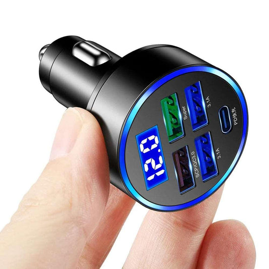 5-Port USB Car Charger | Super Fast Charging for iPhone, Android, & Samsung Devices - NexGen Gadgets