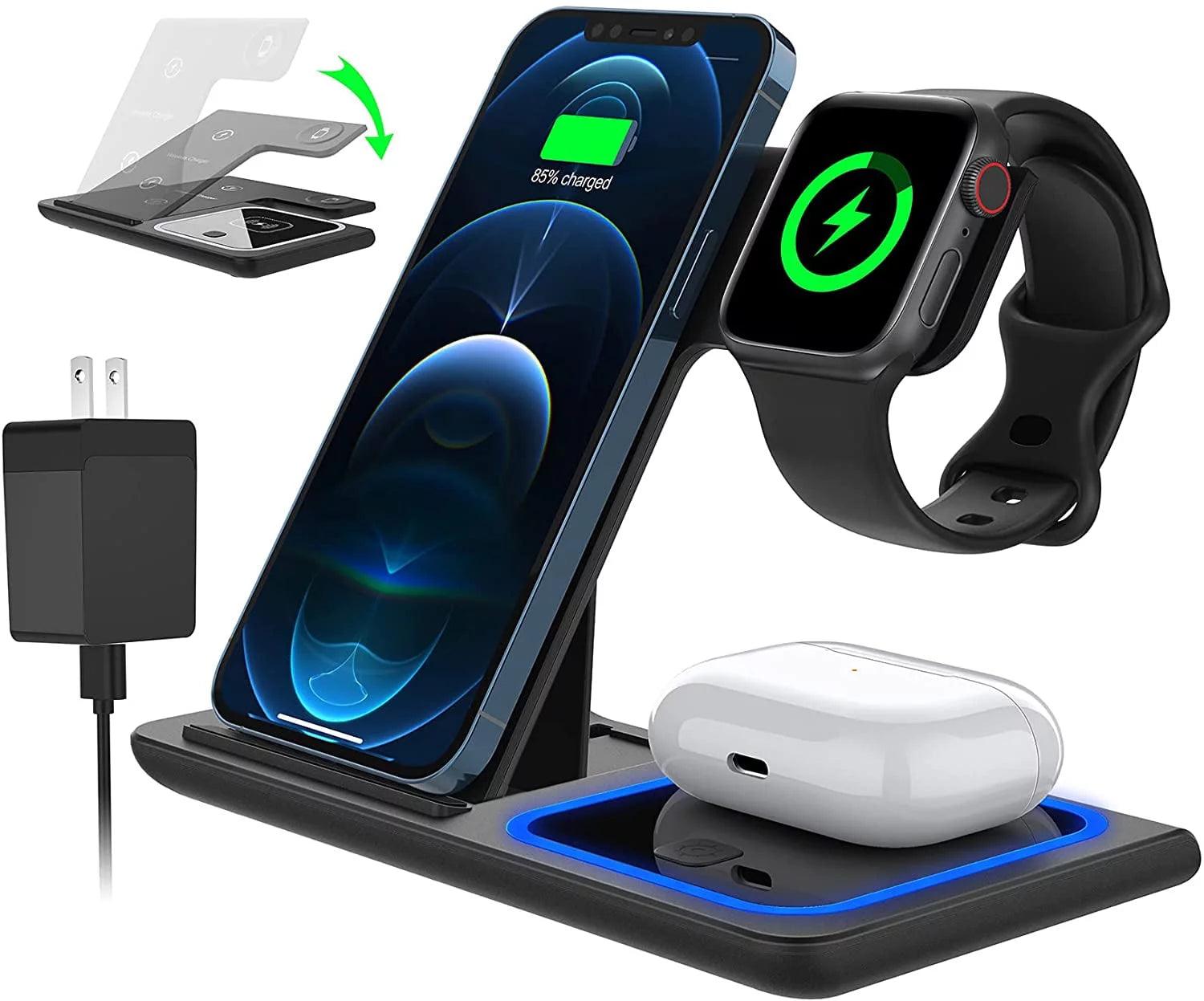 18W Fast Wireless Charger – 3-in-1 Charging Station for iPhone, Apple Watch, and AirPods - NexGen Gadgets