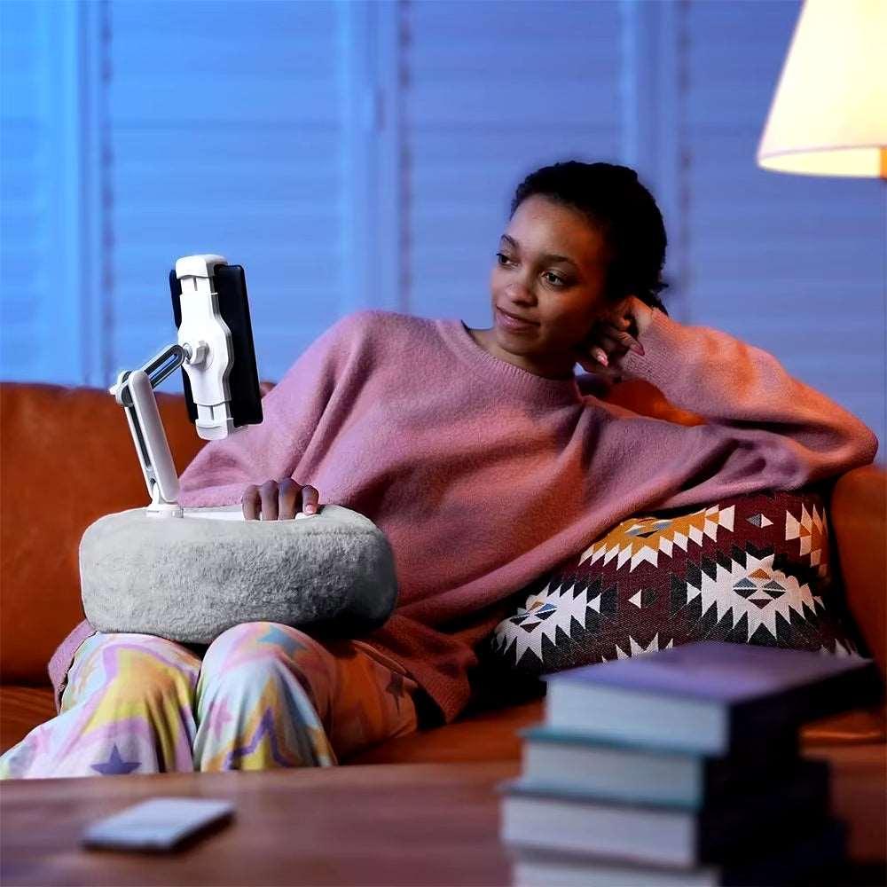 Plush Pillow Phone & Tablet Stand | Adjustable for Binge-Watching, Live Streaming, & Video Chats - NexGen Gadgets