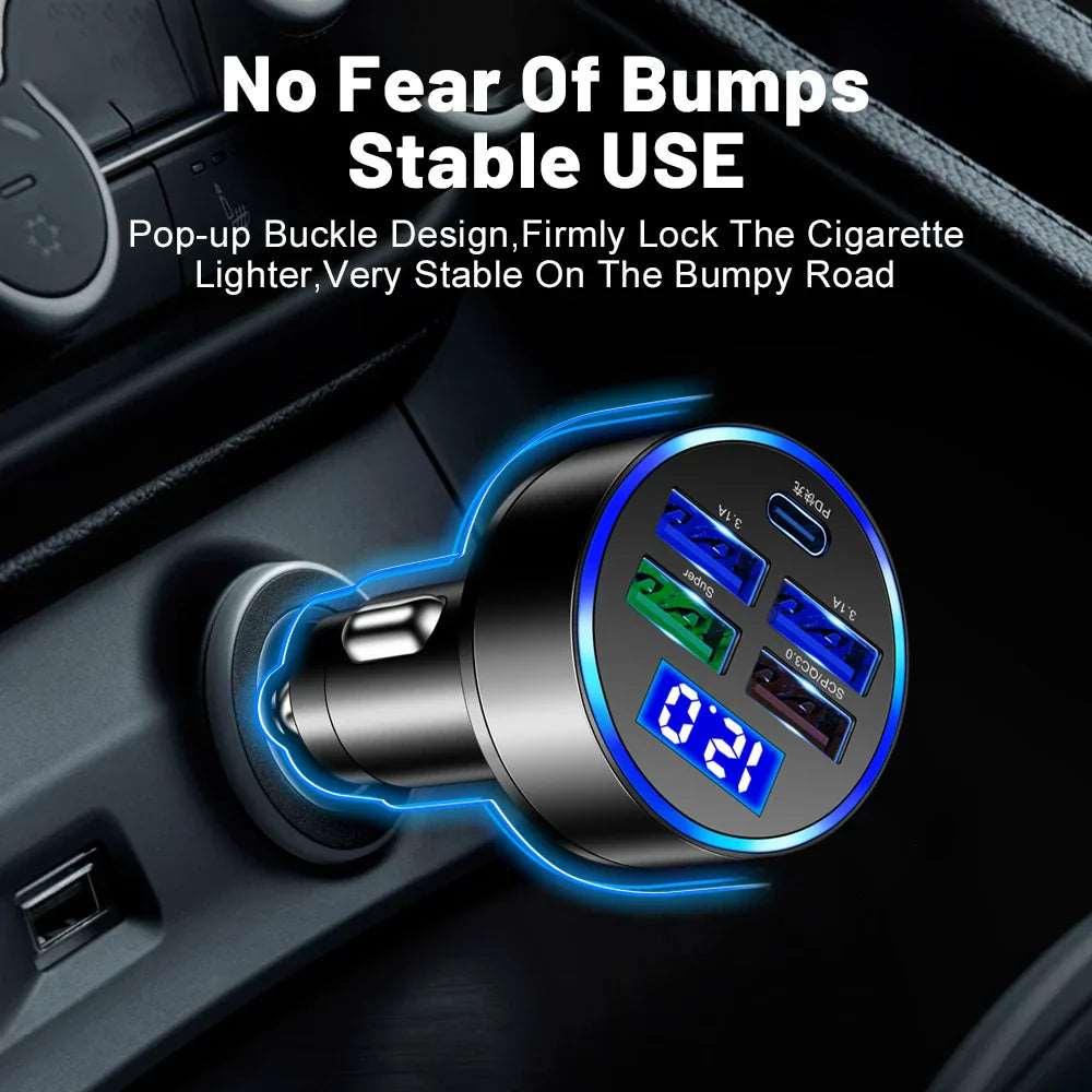 5-Port USB Car Charger | Super Fast Charging for iPhone, Android, & Samsung Devices - NexGen Gadgets